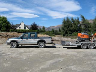Ute and digger on trailer Wanaka